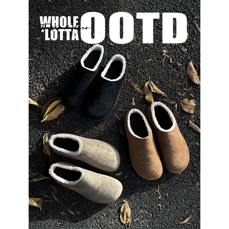 NewRockStarChoppa小土豆懒人穆勒鞋 冬季加绒勃肯鞋保暖包头拖鞋