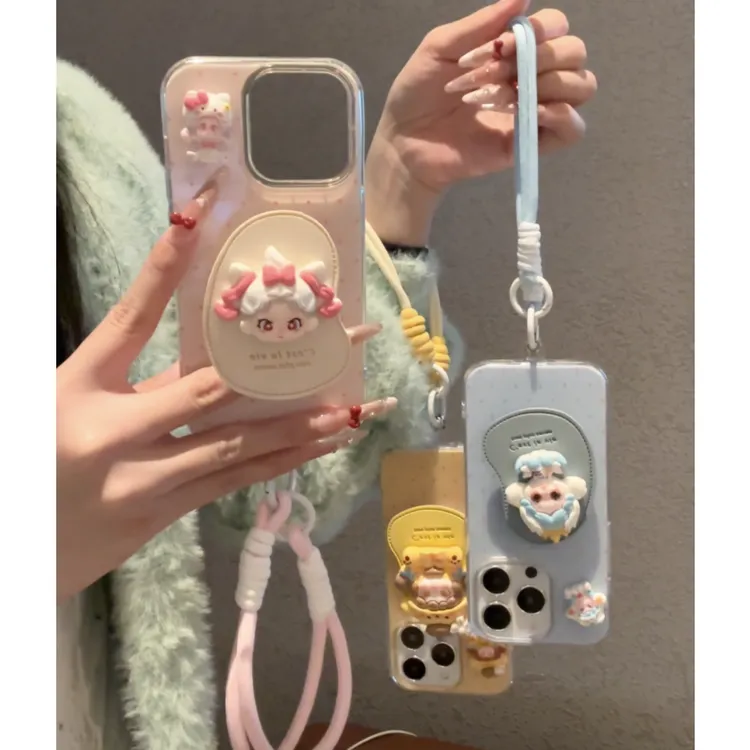 奥菲顿朵拉支架挂绳适用iPhone16大孔手机壳华为vivo小米15oppo套