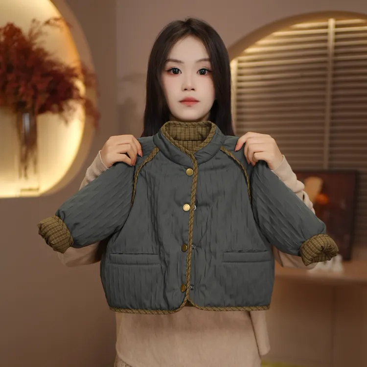 2026款儿童双面外套排扣韩系休闲设计感秋冬保暖加棉外套25Y268