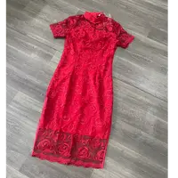 A夏季新款短袖蕾丝拼接敬酒服旗袍裙2639#