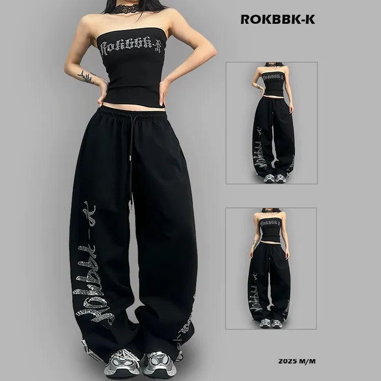 ROKBBKK/布韩街舞潮牌运动裤女宽松版型休闲裤嘻哈jazz爵士舞长裤