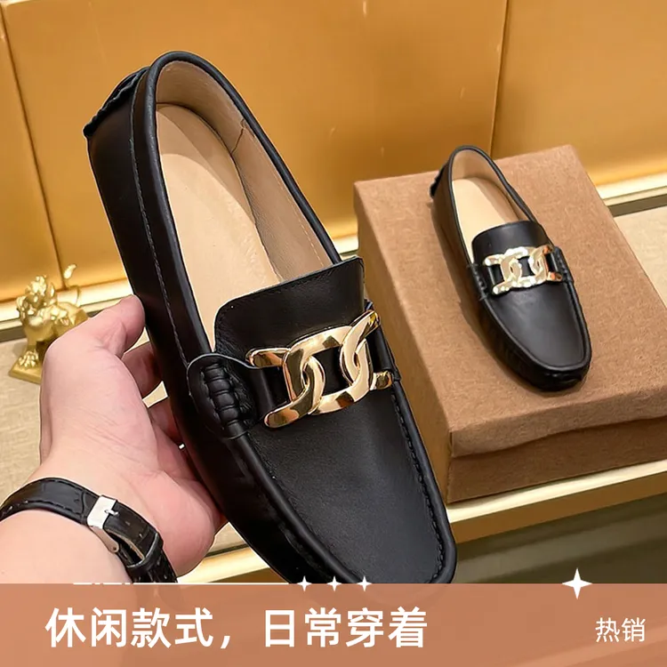 2025夏季新款制作真皮豆豆鞋潮流时尚软底韩版男士休闲皮鞋透气