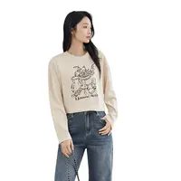 对白艺术画作联名印花长袖T恤女季新款松DYZB-FDT123