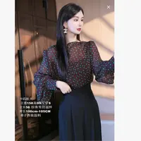 刘欣服饰 2025新款秋装点点网红长袖气质复古气质时尚上衣5962