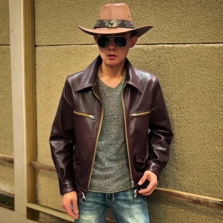 德飞短款男士外套翻领真皮皮衣全植鞣山羊皮飞行服潮流经典时尚帅