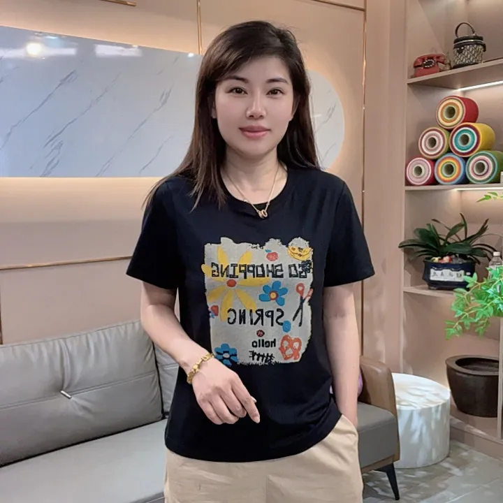 怡特美【花样年华】兰精莫代尔+棉 时尚印花喷绘 宽松短袖t恤259825