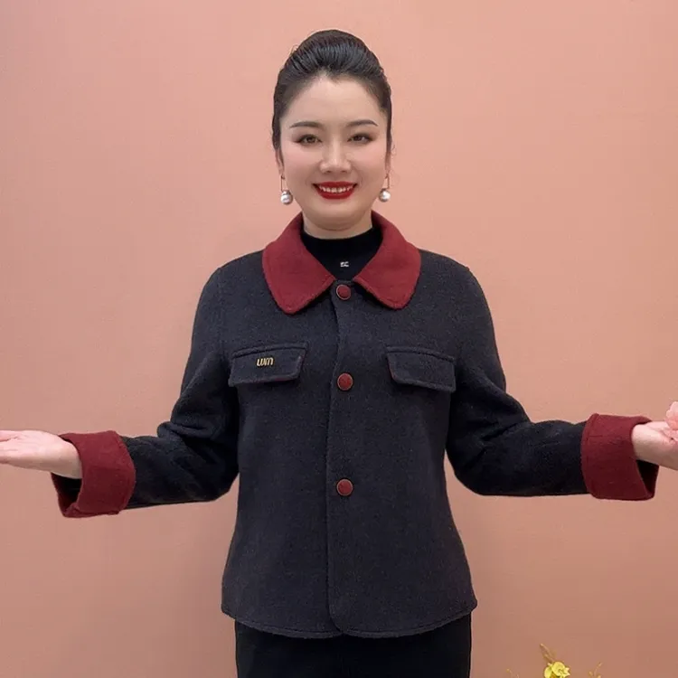 小个子走亲戚穿搭外套2025新款春秋百搭宽松休闲上衣翻领短外套女