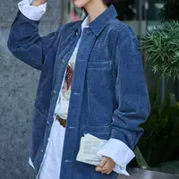 【商场同款】2025秋季新款复古街头蓝色长袖风牛仔衬衫外套女540085