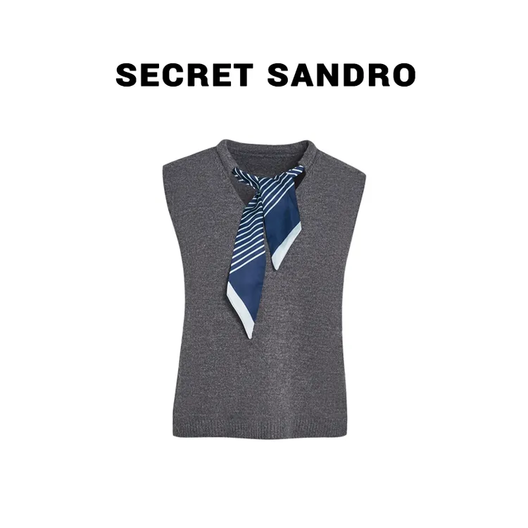 【丝巾马甲】Secret Sandro 鸥小柒毛衣背心 M65213233N