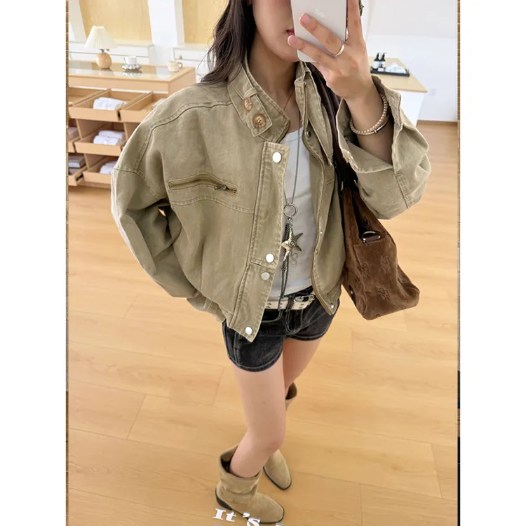 别致复古短外套女装早秋爆款百搭日系脏脏风休闲时尚辣妹夹克上衣