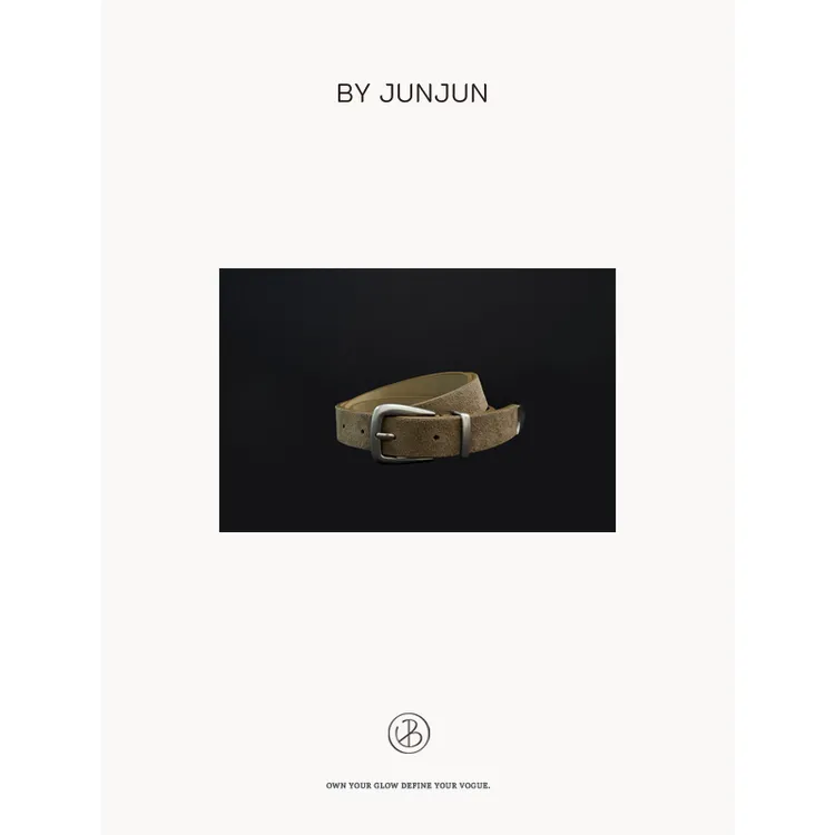 Byjunjun小众设计师 老钱银扣皮带真皮牛皮腰带C24P0442