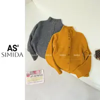 SIMIDA诗觅  韩系高级感木扣立领毛织开衫