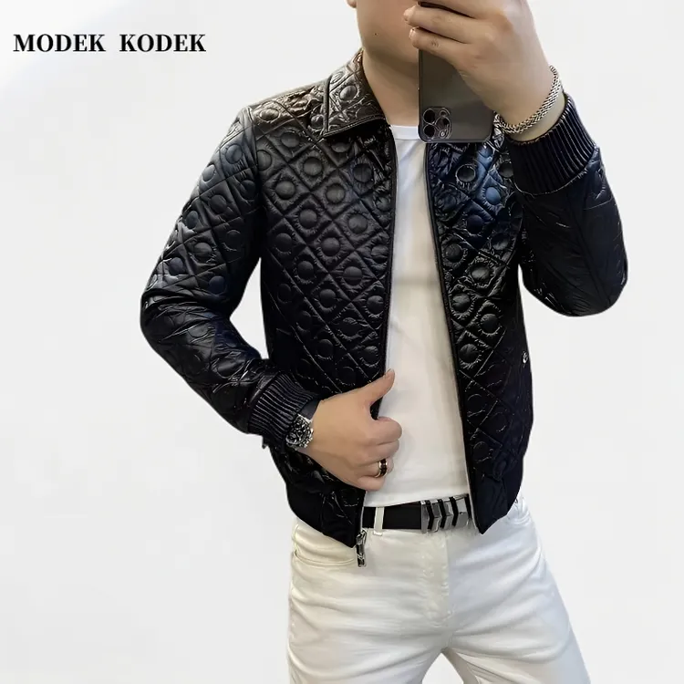 MODEK KODEK秋冬新款男修身翻领夹克高级感潮牌时尚休闲棉服外套