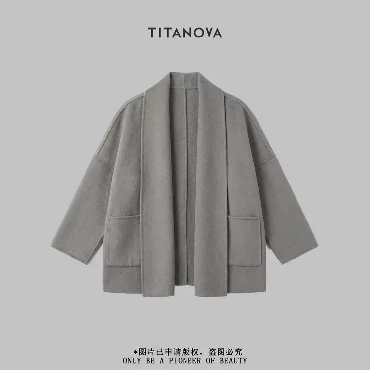 【宁不凡】北屿|绵羊毛浴袍式一手长双面呢大衣外套N5WT1120Q