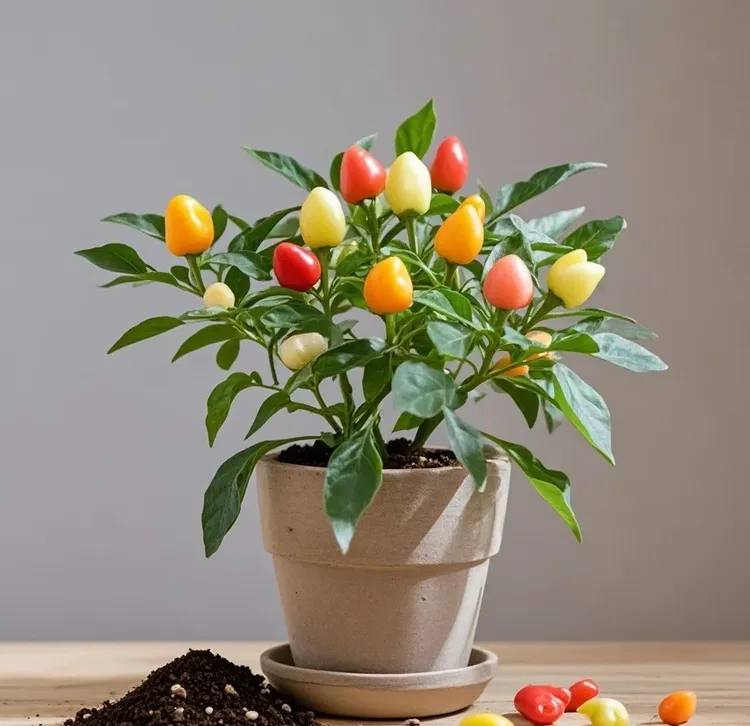 带花带果五彩辣椒盆栽新鲜多色可观赏可食用室内室外好养花卉绿植