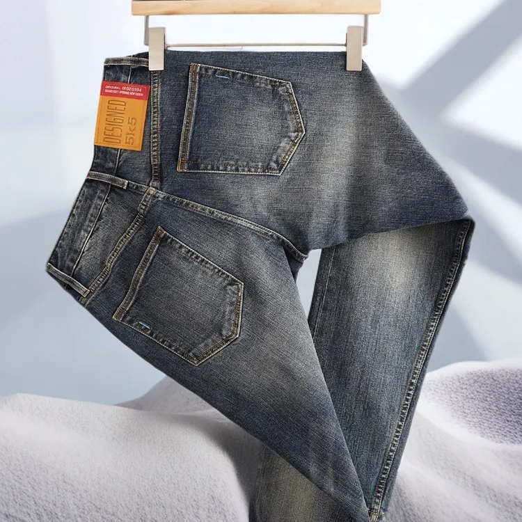 宾斯洛特男士潮牌秋季新款牛仔裤男修身直筒高端弹力韩版百搭休闲