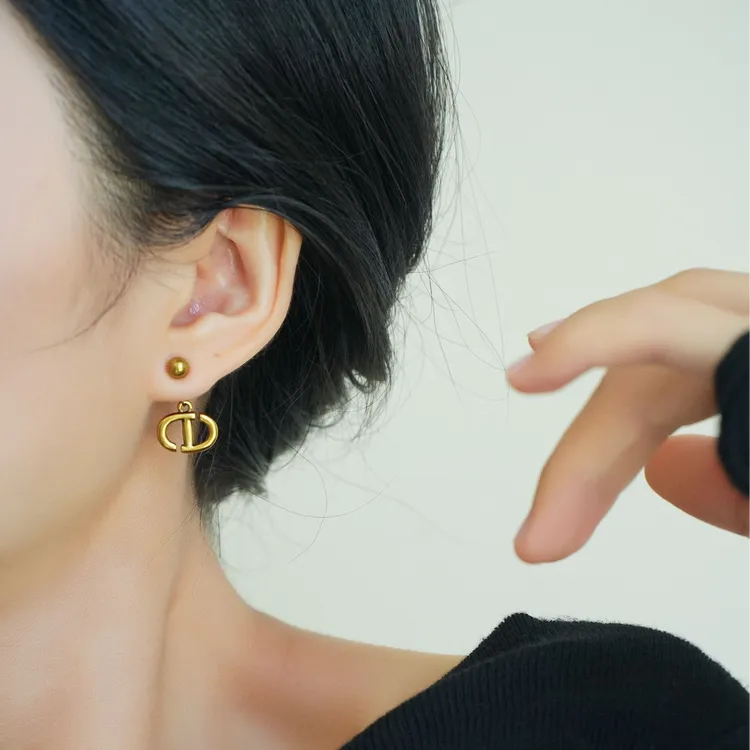  D家黄铜复古做旧耳钉女2025年新款耳环小众高级感大气