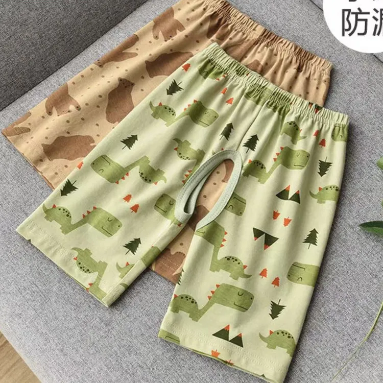 宝宝开裆裤纯色棉网眼薄款婴儿七分睡裤小童空调裤子夏季宽松透气