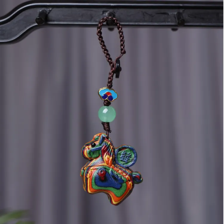 彩虹马上发财钥匙扣挂饰新年礼物