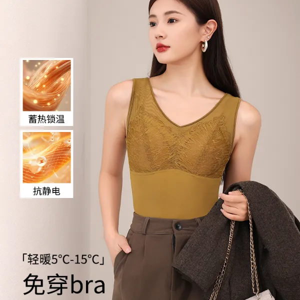 健将秋冬自带杯垫保暖背心修身舒适贴身保暖女士背心9961