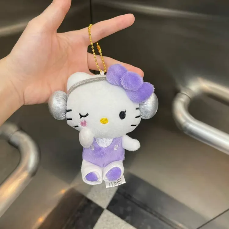 【Hello Kitty 50周年银色耳机】毛绒包挂凯蒂猫紫色猫猫中古包挂