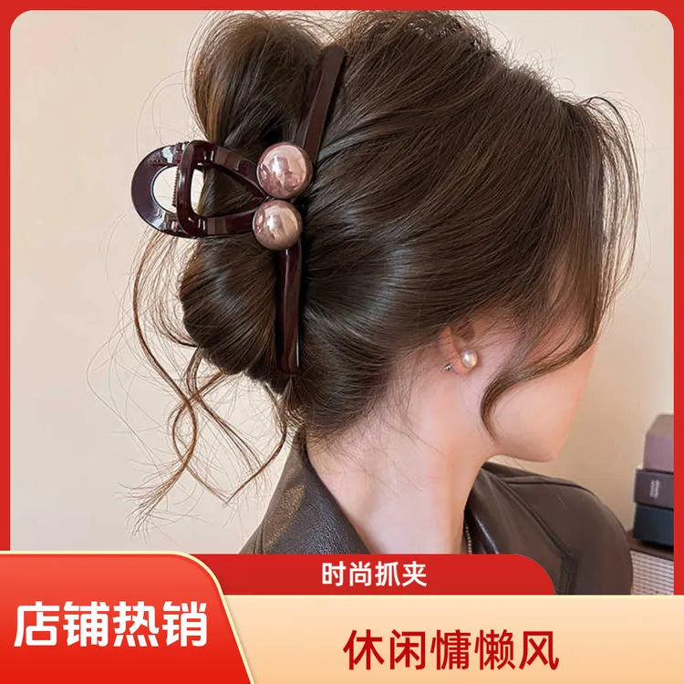 女抓夹日韩厨房发夹发量稀少专用发饰发饰半扎发百搭简约慵懒短发