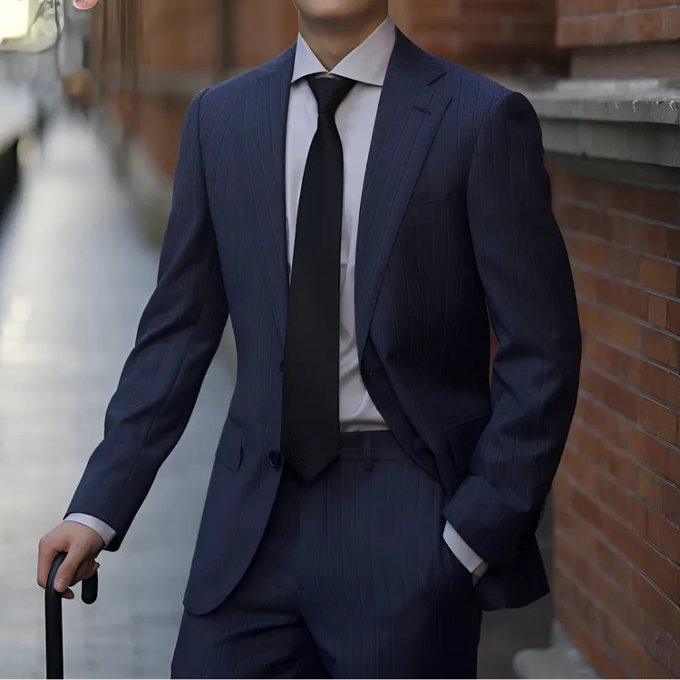  130S羊毛+手工半麻衬！四季款男士商务休闲条纹西服套装正装