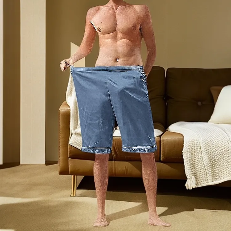 夏季居家睡裤薄款家居裤冰丝短裤男士宽松透气外穿单件大码五分裤