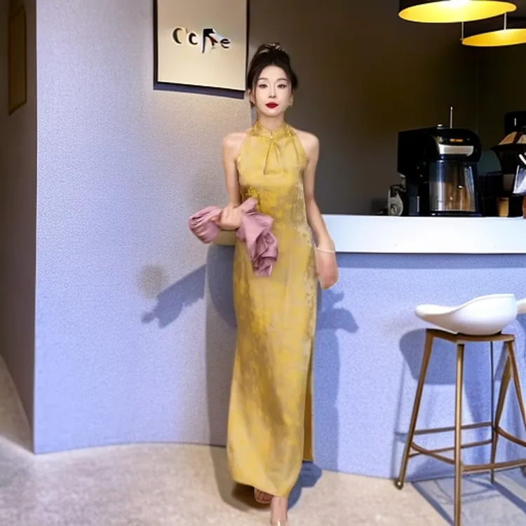 新中式小众改良版旗袍裙女2025夏季新品修身显高长款连衣裙显瘦