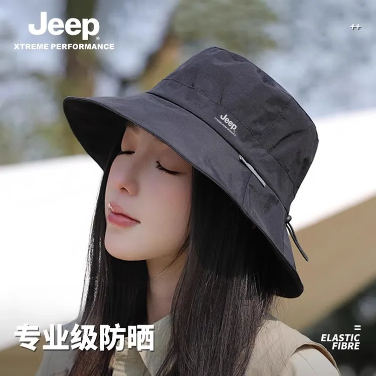 JEEP/吉普大檐休闲风渔夫帽夏季护脖颈帽子休闲遮阳帽遮脸防晒帽