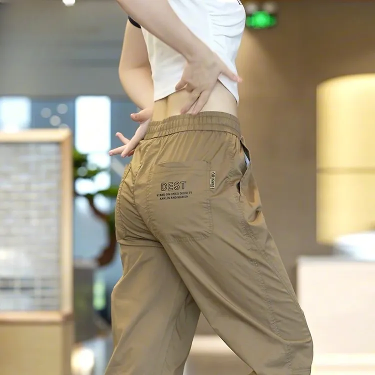 夏季新款休闲裤男潮牌潮流运动韩版百搭裤子纯色宽松透气长裤男士