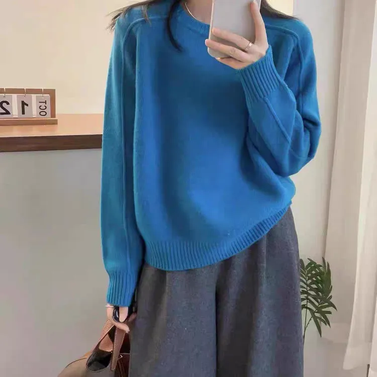毛针织衫毛衫韩版上衣长袖套头减龄秋冬毛衣宽松圆领时尚休闲百搭