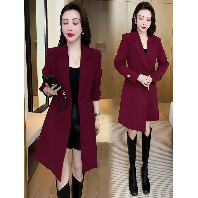 风衣女中长款2025春季新款洋气显瘦小个子百搭收腰外套西装领大衣