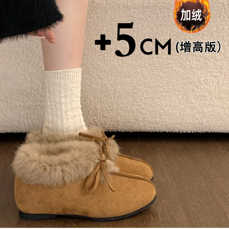 内增高毛毛鞋女2025新款冬季一脚蹬勃肯鞋雪地靴加绒棉鞋毛绒单鞋