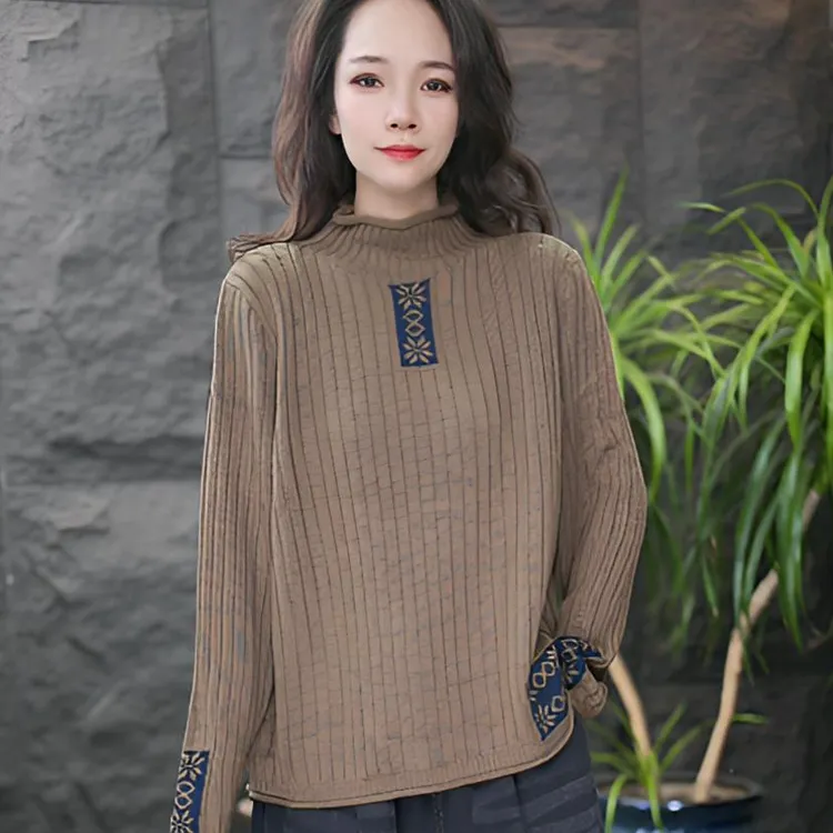 常规半高领提花秋冬针织毛针织衫毛衣圆领时尚休闲显瘦洋气套头