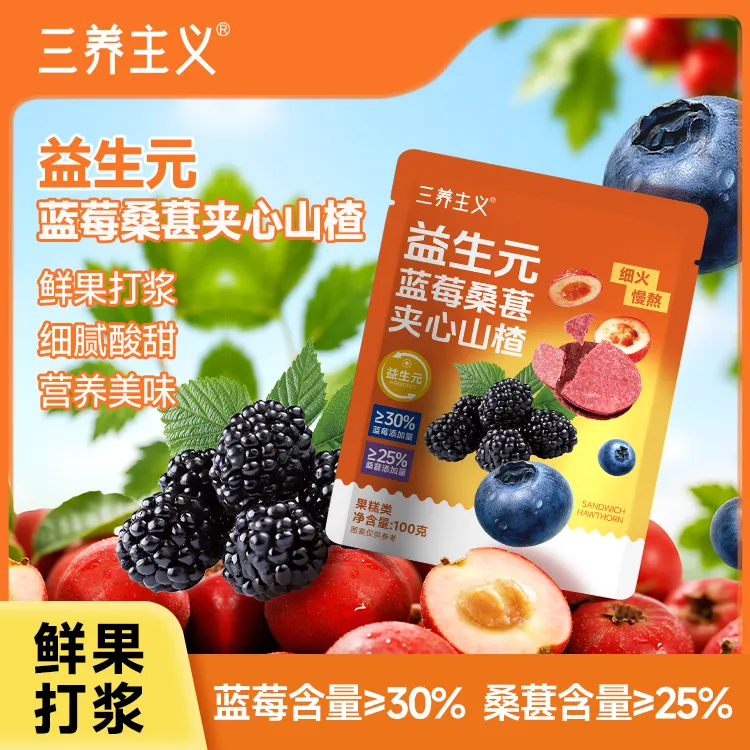 【三养主义】益生元蓝莓桑葚夹心山楂酸酸甜甜独立包装