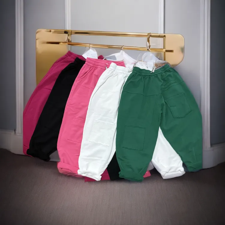 88753新款纯棉毛边拼接水洗毛圈卫裤百搭简约宽松纯色时尚休闲个