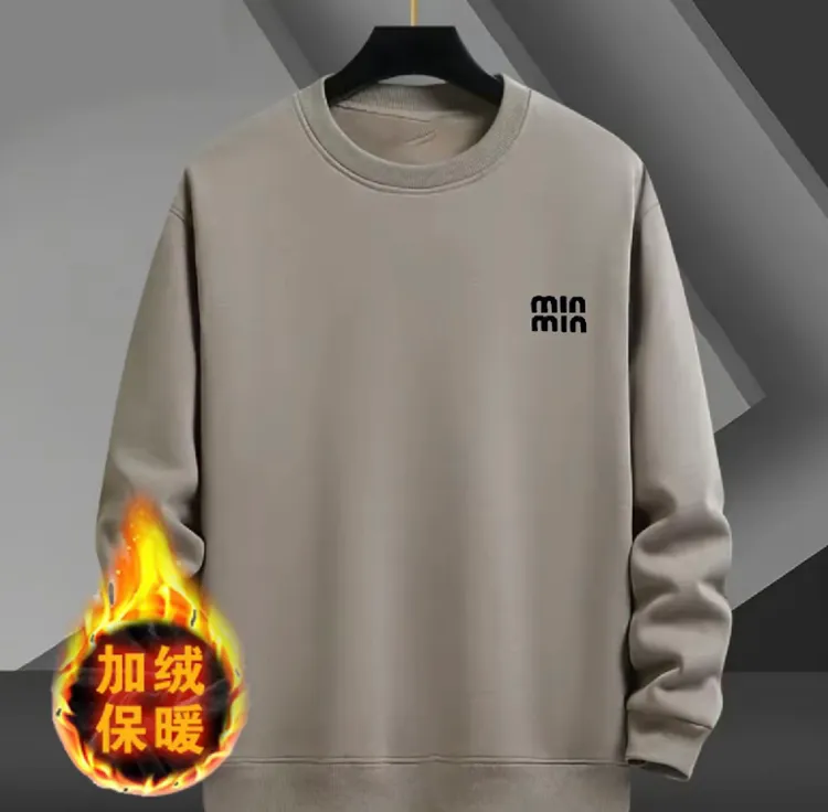 加绒加厚长袖圆领情侣卫衣休闲舒适男装秋季时尚