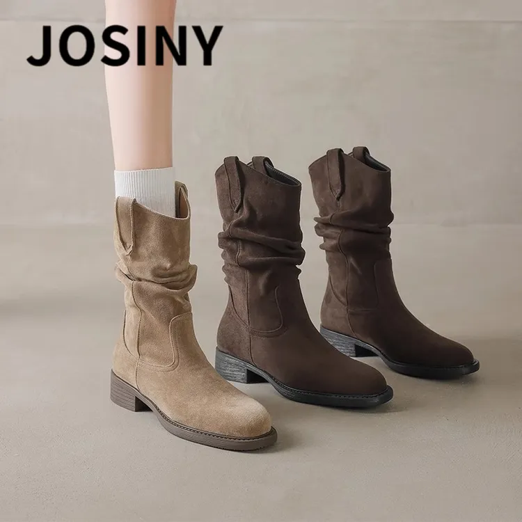 卓诗尼【断码清仓】堆堆靴女2025新款美拉德西部牛仔短靴马丁靴春秋