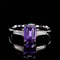 如苑珠宝18K金紫蓝宝戒指 /1.52ct /AIGS /无烧 /lavender