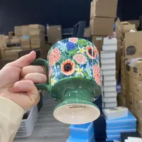 田园风光-手绘小兰花高脚早餐杯
