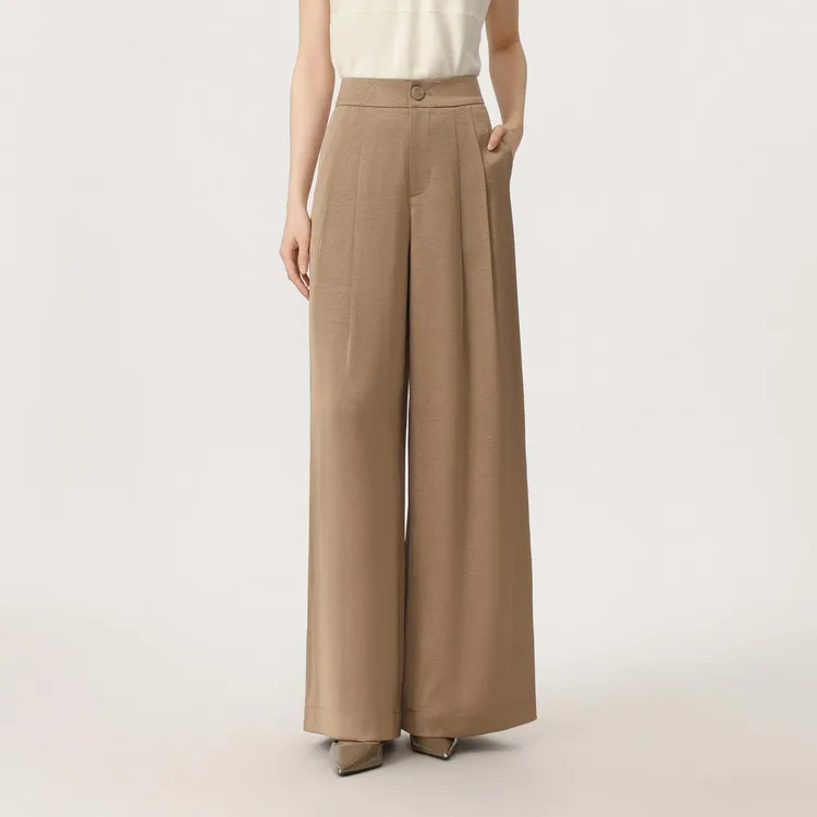 AMASS/阿玛施新款老钱风休闲通勤捏褶垂感时尚宽松直筒西裤510056