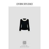 OYBN欧阳贝妮【可可妮】微胖大码蕾丝单排扣花边丝绒衬衫1523