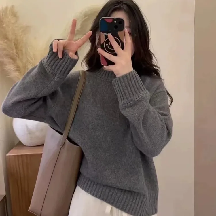 【LP同款】100%山羊绒  康赛妮加厚圆领镂空羊绒针织打底衫