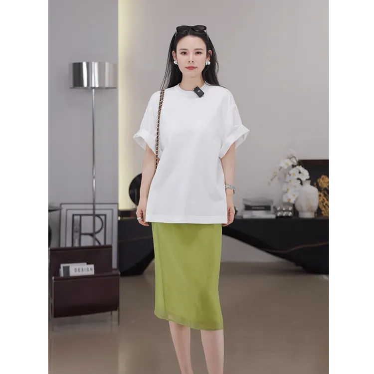LYNEE 绑带花式上衣夏季新款简约百搭T恤女时尚短袖LGD2FST053