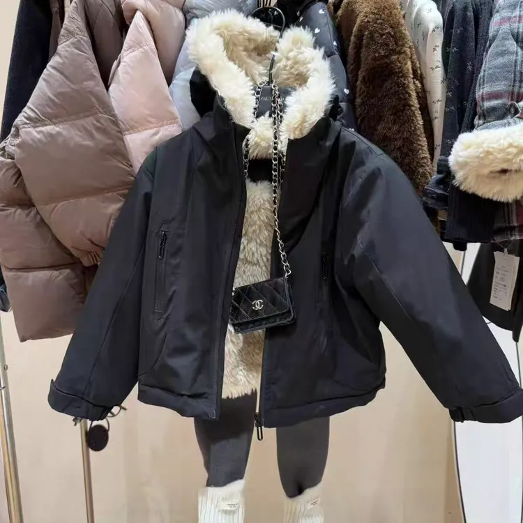 女童高级低调冲锋衣2025冬季新款儿童韩版棉服百搭小棉袄加绒加厚