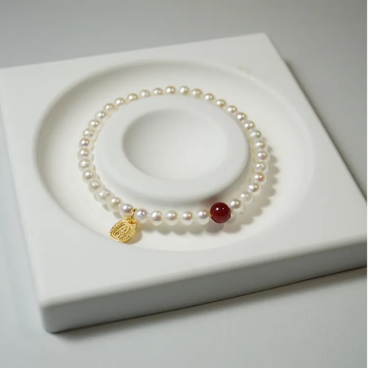【双11好物】淡水珍珠红玛瑙手串s925银吊牌气质百搭
