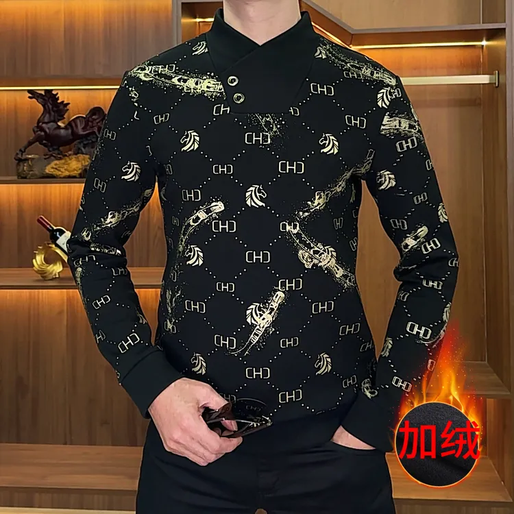 冬季男士加绒卫衣保暖时尚休闲潮流韩版显年轻修身长袖打底衫男装