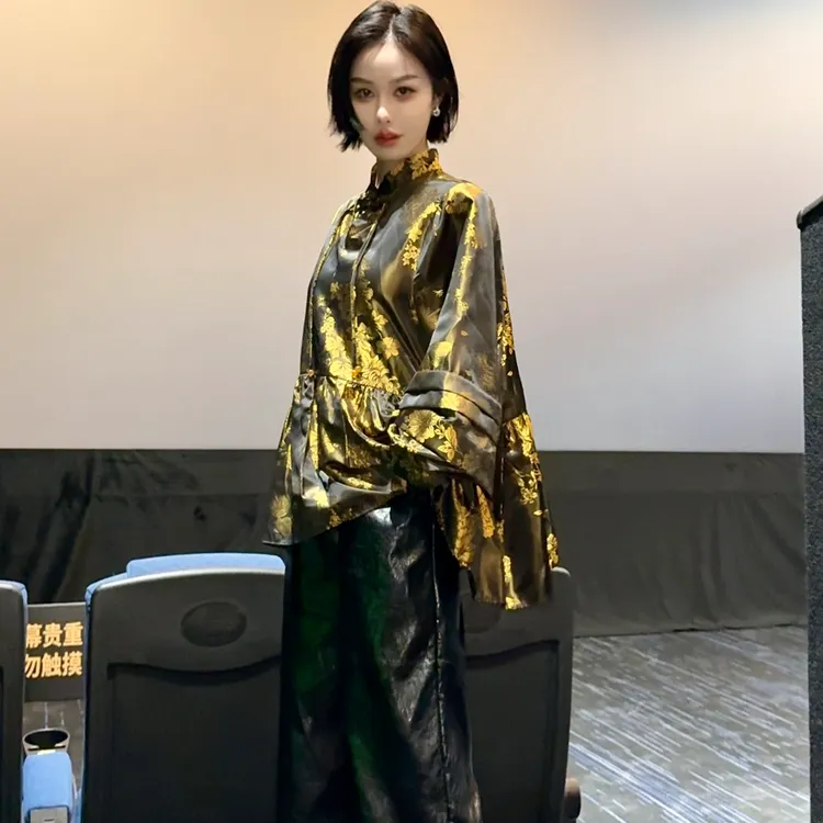 蘇格高定-【锦鲤花间】国风桑蚕丝富贵老缎优雅新中式外套上衣S195