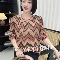 B604#时尚圆领波浪长袖打底衫（XL~6XL 90~160斤）